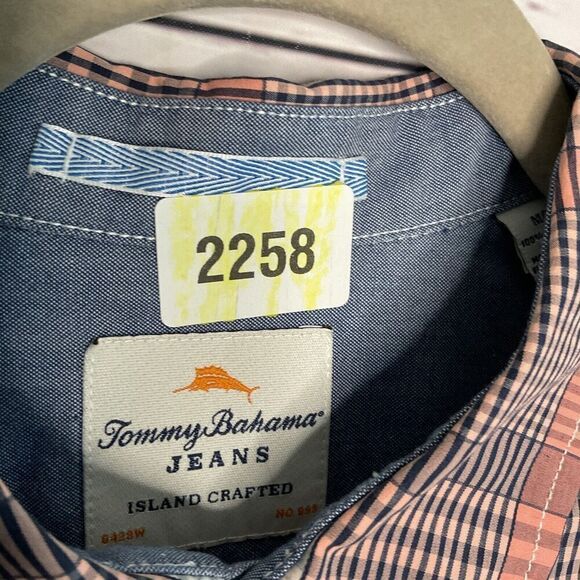 Tommy Bahama Jeans Men’s Medium Orange Western Plaid Long Sleeve‎ Button Down - Picture 5 of 11